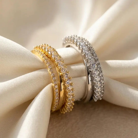 18K Gold Plated Ring for Ladies with Open Sparkling Design
