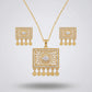 Gold Plated Traditional Arabic Necklace & Earring Set on a light gray background