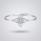 Silver Mother of Pearl Clover Flower Bangle