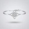 Silver Mother of Pearl Clover Flower Bangle