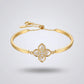 Gold Plated Mother of Pearl Clover Flower Bangle