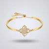 Gold Plated Mother of Pearl Clover Flower Bangle