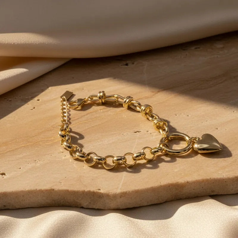 Golden Heart Chain Bracelet for Women