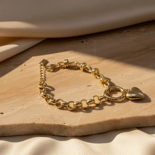 Golden Heart Chain Bracelet for Women