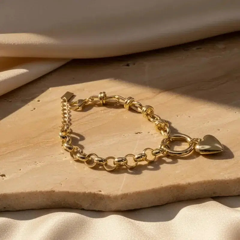 Golden Heart Chain Bracelet for Women