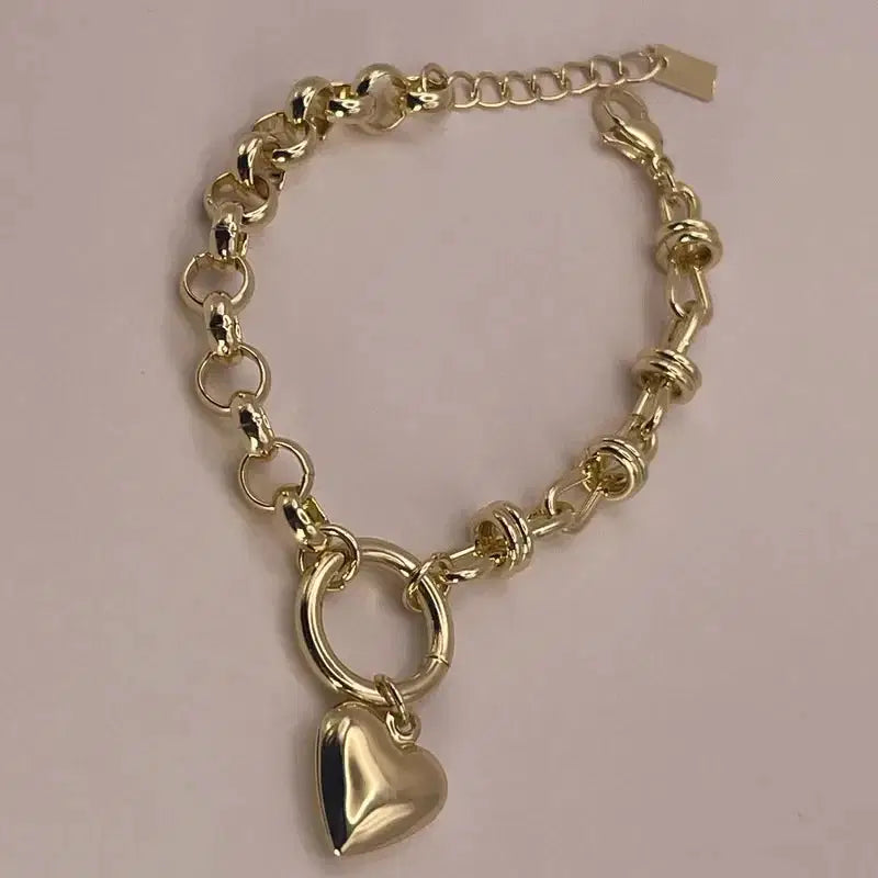 Golden Heart Chain Bracelet for Women