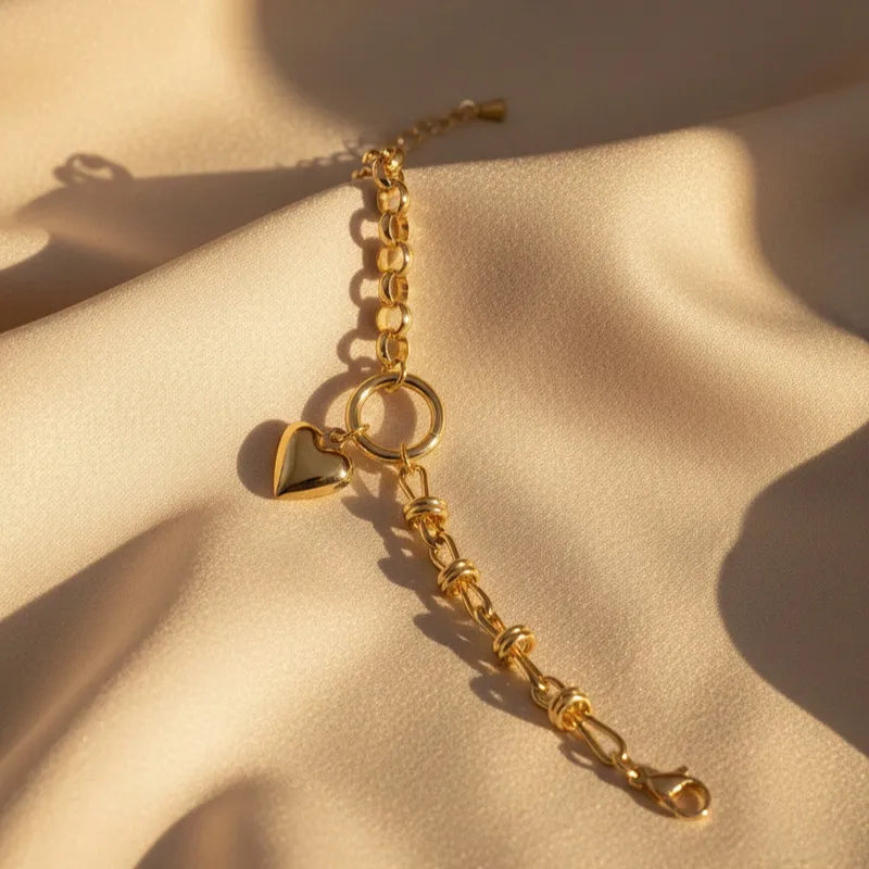 Golden Heart Chain Bracelet for Women