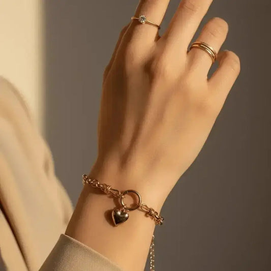 Golden Heart Chain Bracelet for Women