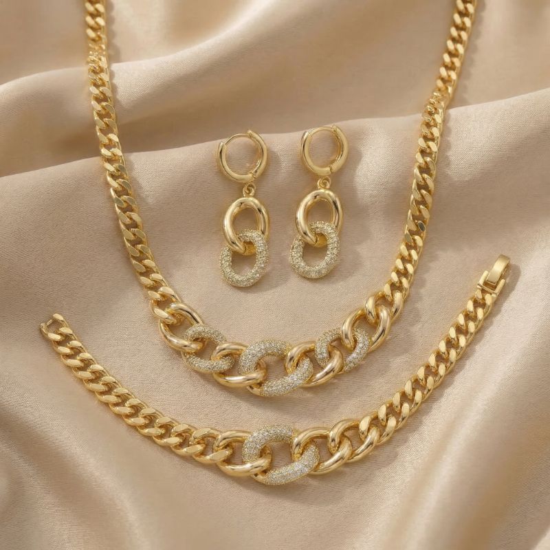 Plated gold set ( neckless, bracelet , earring
