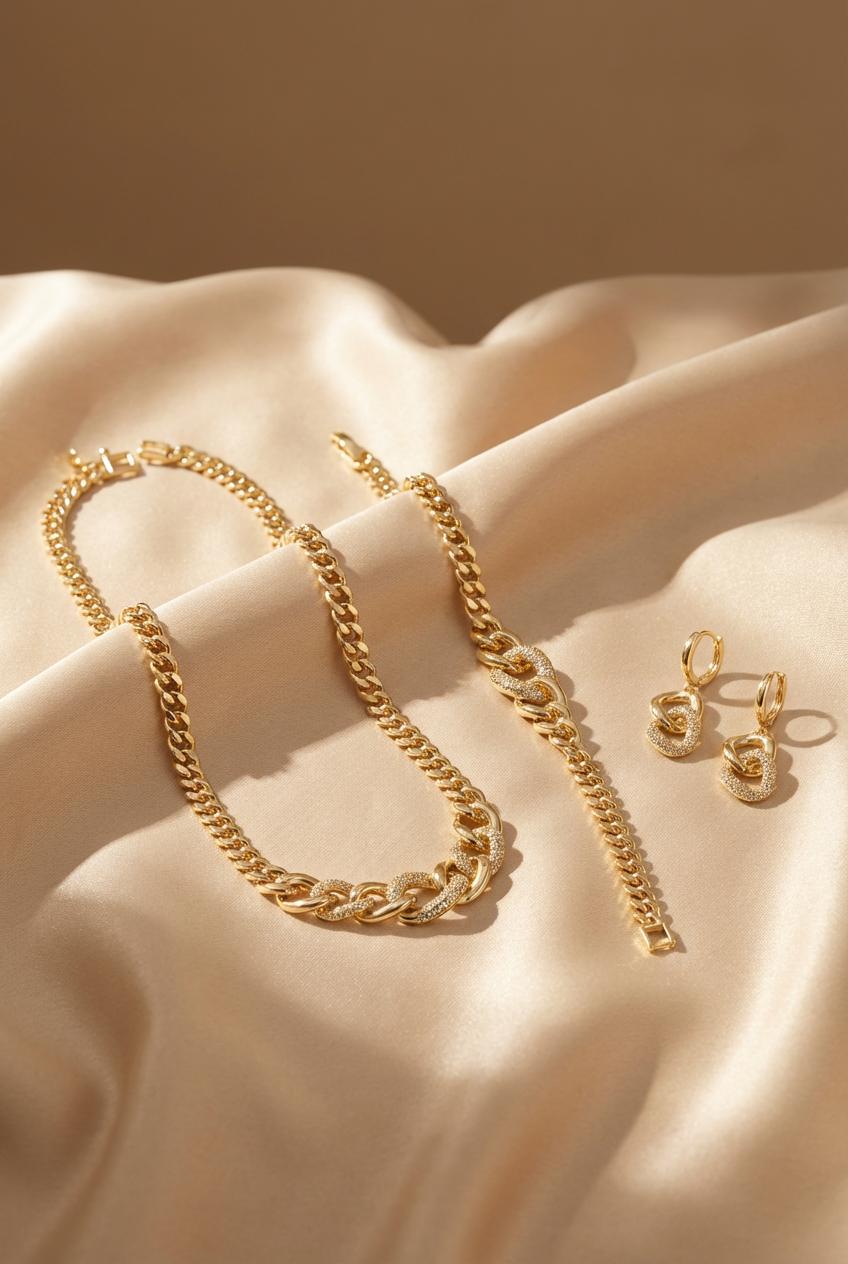 Plated gold set ( neckless, bracelet , earring