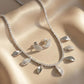 Leaf-Shaped Zircon Necklace and Earring Jewelry Set Silver