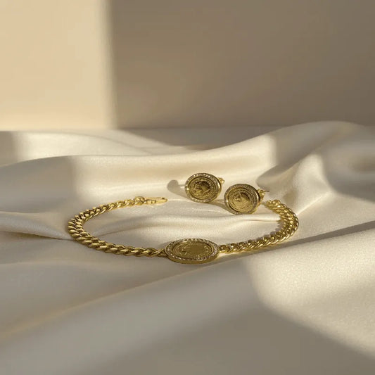 Lera bracelet plated gold with matching earring