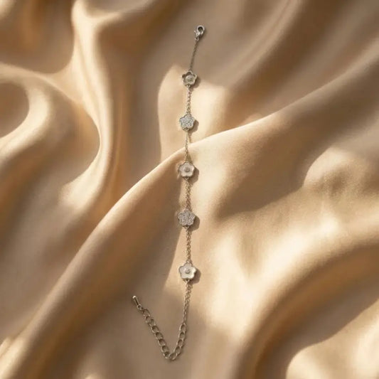 Luxury Gold-Plated & Silver Alternating Flower Bracelet