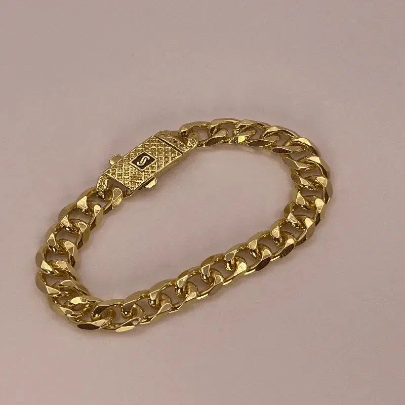 Gold Plated Cuban Link Bracelet with Box Clasp