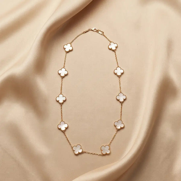 Mother of Pearl Clover Gold Plated Necklaces for Women