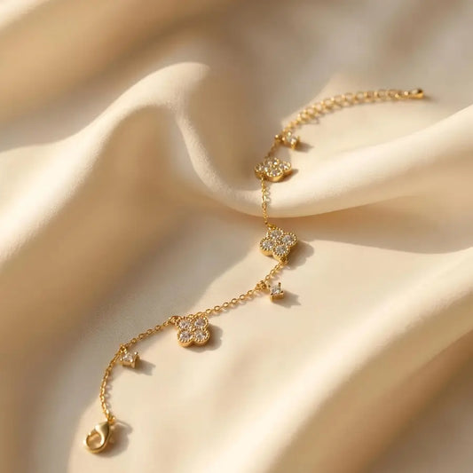 Multi Flower Gold Plated Charm Bracelets