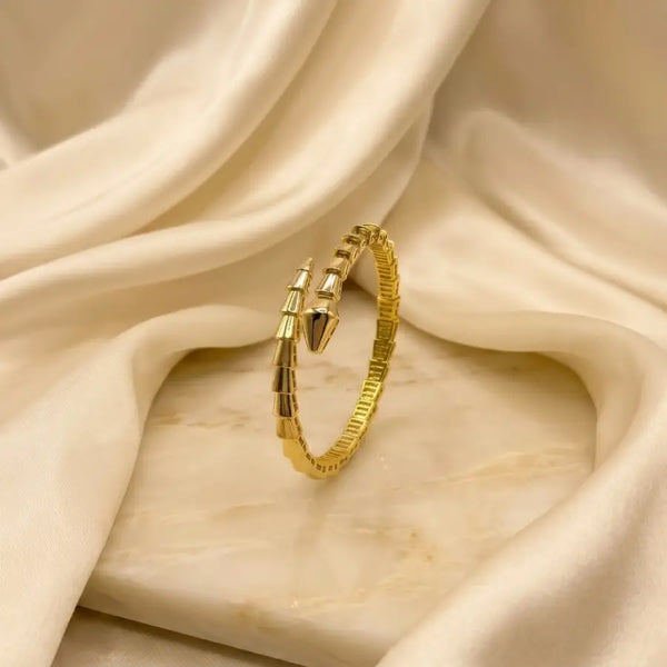Open Snake Scale 18K Gold Plated Bangle
