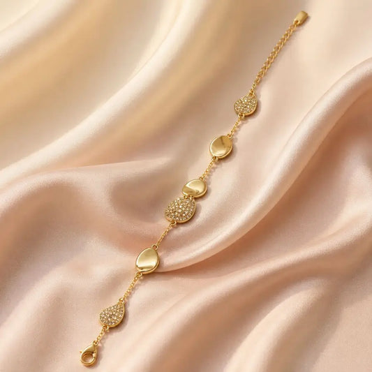 Organic Teardrop Link Bracelet | Gold