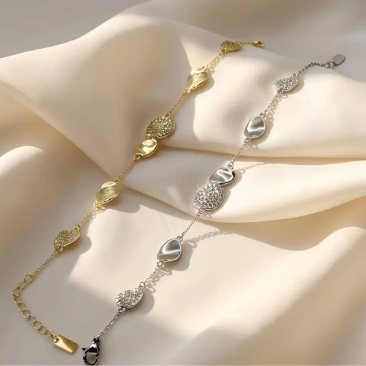 Organic Teardrop Link Minimalist Gold Plated Bracelet