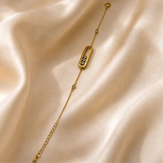Oval Charm Gold Plated Bracelet