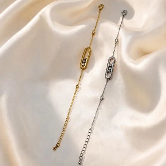 Oval zirconia Charm Gold Plated Bracelet