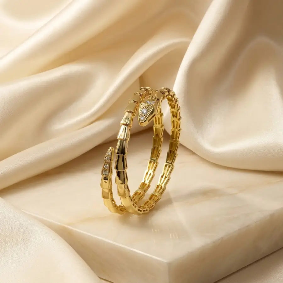 Serpentine 18K Gold Plated Bangle