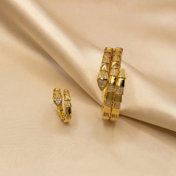 Serpentine 18K Gold Plated Jewelry Set