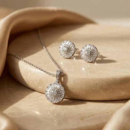 Silver Plated Necklaces – Sunburst Jewelry Set