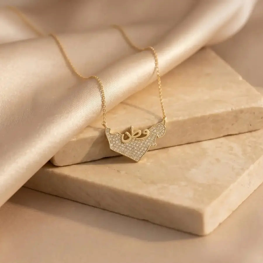 Tarnish Resistant Gold Plated Necklace – UAE Map "Watan" Edition