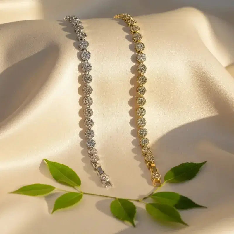 Plated Tennis Bracelet with Zircon (Gold & Silver)
