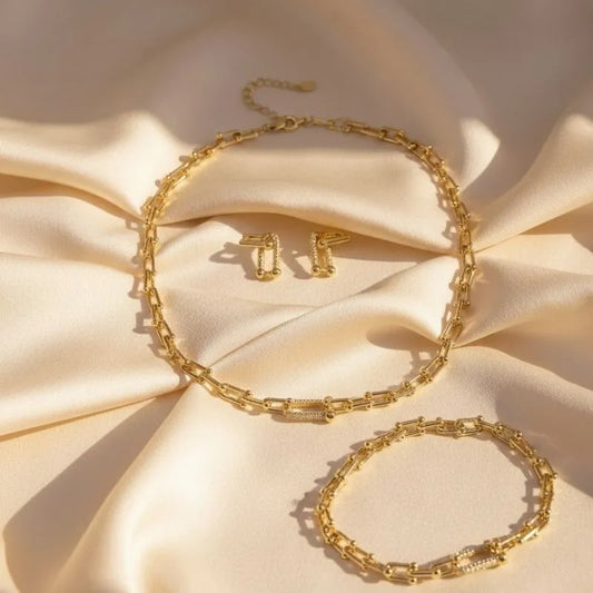 Tiffany gold-plated set and zircon