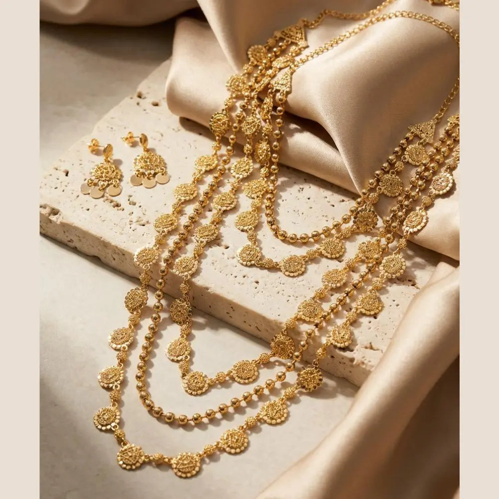 Traditional 3-Piece Gold-plated Layered Jewelry Set side view