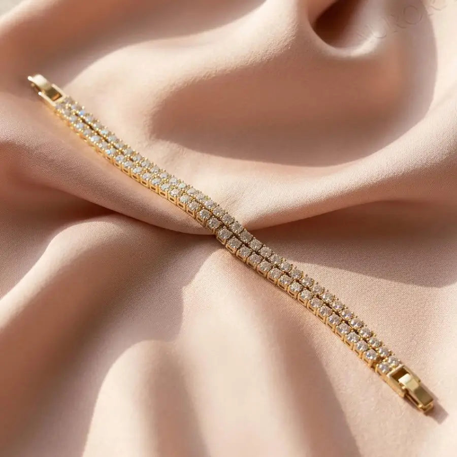 Luxury Double-Row Zirconia Bracelet - Gold