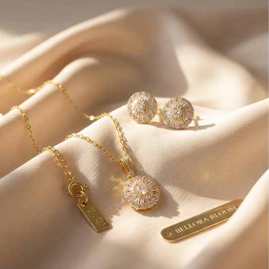 Gold-Plated and Silver-Toned Sunburst Jewelry Set