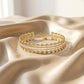 Luxury Gold-Tone Triple-Strand Baguette Zirconia Bracelet