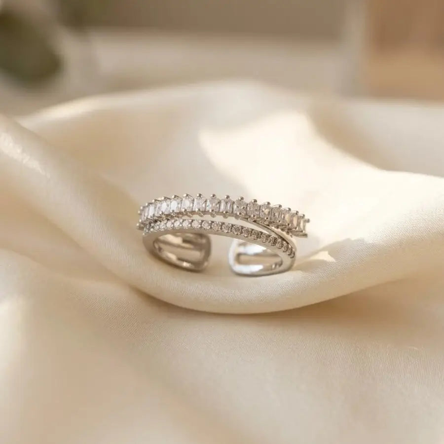 Gold-Plated or Silver-Toned Adjustable Multi-Layer Ring