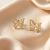 Luxury Zirconia Butterfly Stud Earrings - Gold and Silver