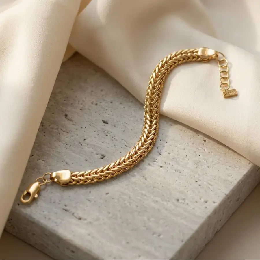 Luxury Gold-Plated Braided Wheat Chain Bracelet