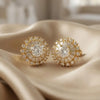 Luxury Gold-Plated and Silver-Toned Sunburst Zirconia Stud Earrings