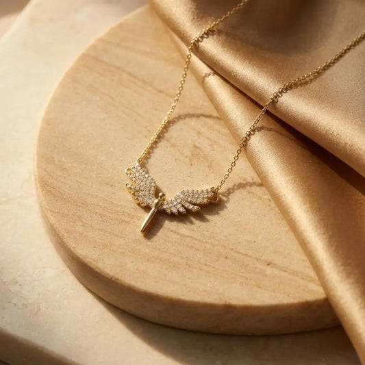 Gold-Plated Angel Wings Pendant Necklace
