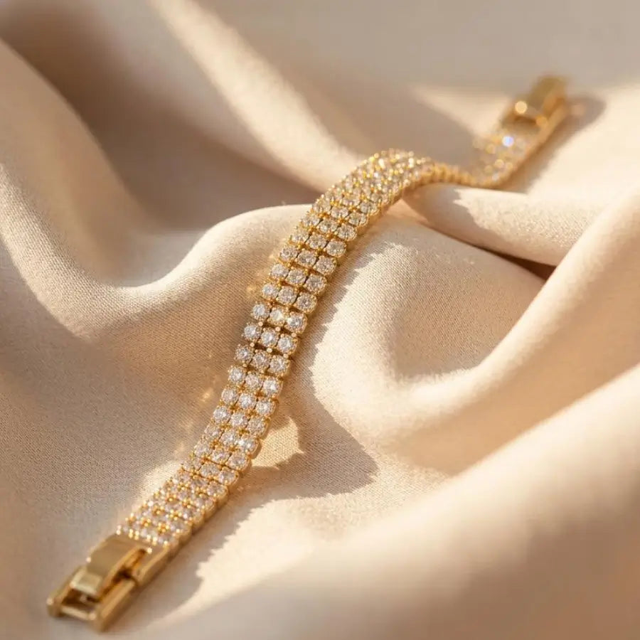 Luxury Three-Row Radiant Zirconia Tennis Bracelet -Gold and Silver