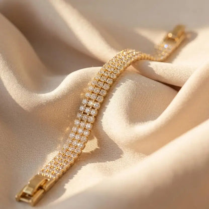 Luxury Three-Row Radiant Zirconia Tennis Bracelet -Gold and Silver