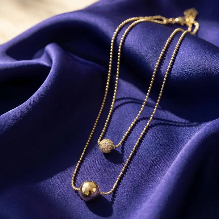 Gold Plated Two-Row Layered Bead Necklace