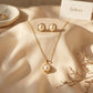 Gold-Plated Pearl Necklace and Earrings Jewelry Set
