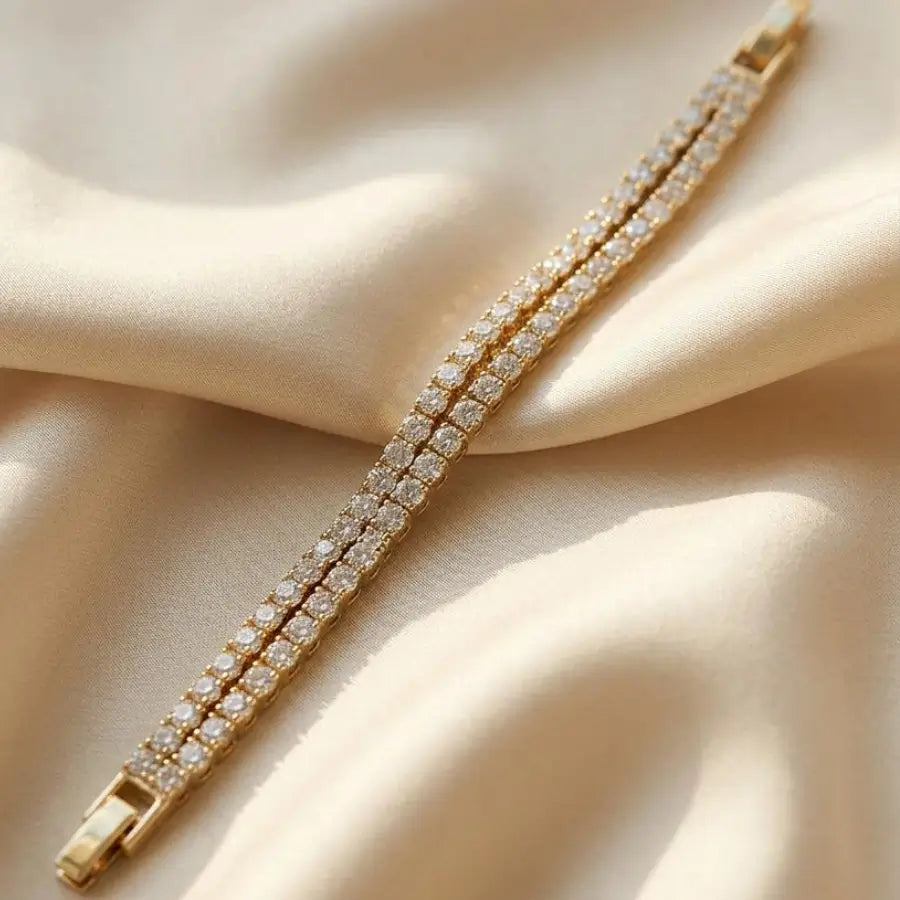 Luxury Double-Row Zirconia Bracelet - Gold