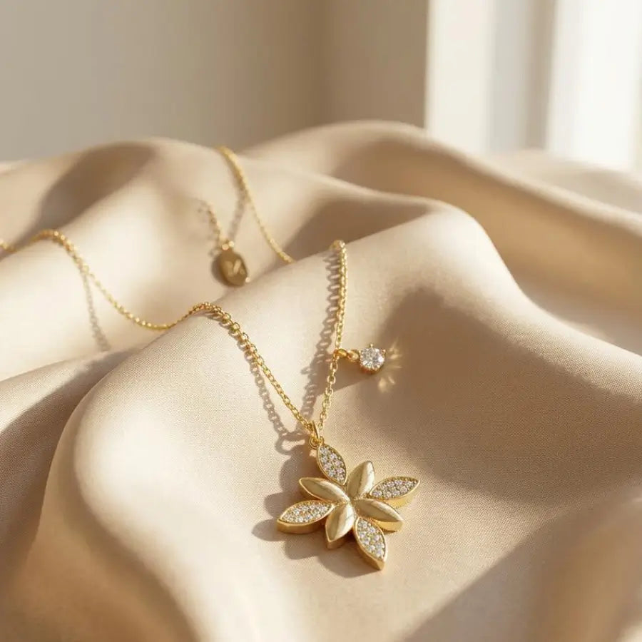Gold-plated Alternating Flower Necklace