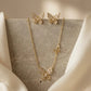 Gold-Plated Butterfly Necklace and Earrings Jewelry Set