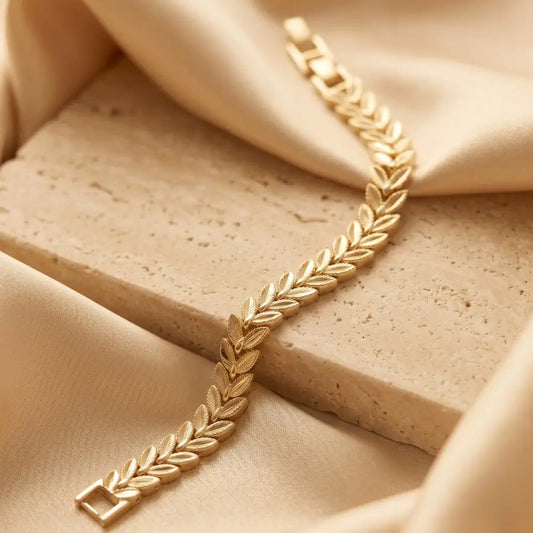 Premium 21k Gold-Plated Intricate Arab Leaf Bracelet