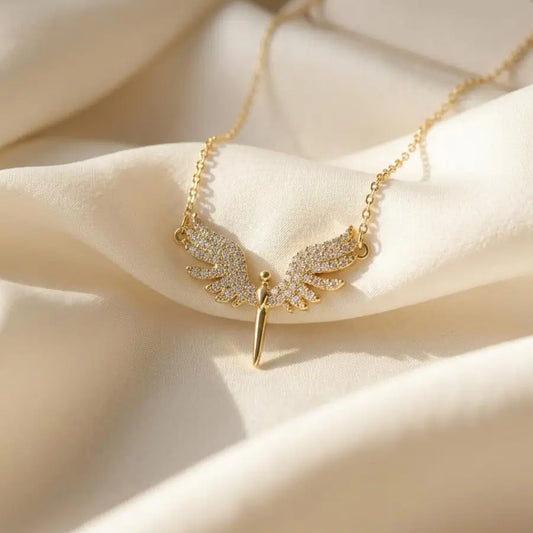 Gold-Plated Angel Wings Pendant Necklace
