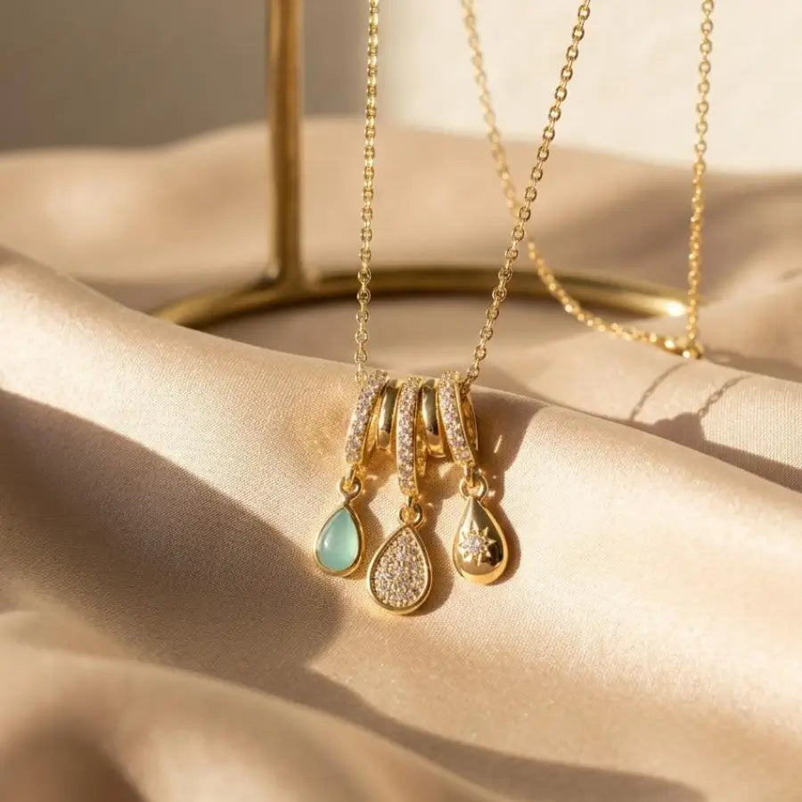 Luxury Gold-plated Necklace with 3 Distinct Zirconia Stones